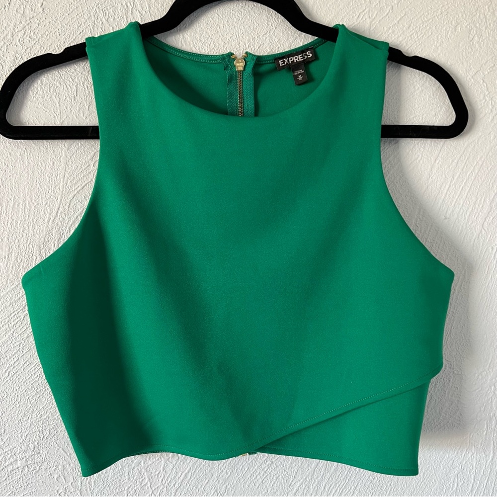 Express Green Sleeveless Crop Top